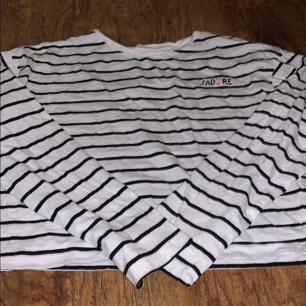 Stripe cropped long sleeve